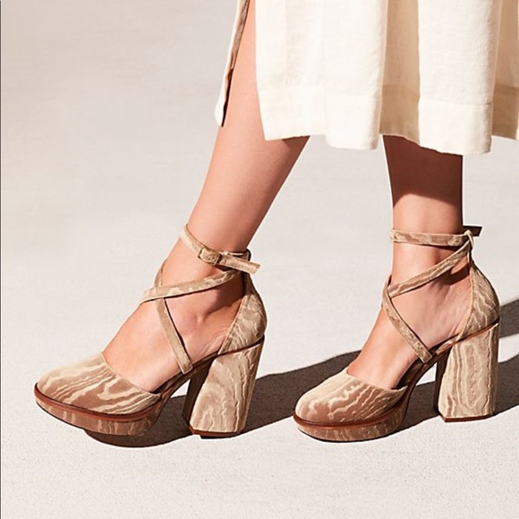 Free People Shoes - Free People Wave Velvet Ankle Strap Platform Shoes